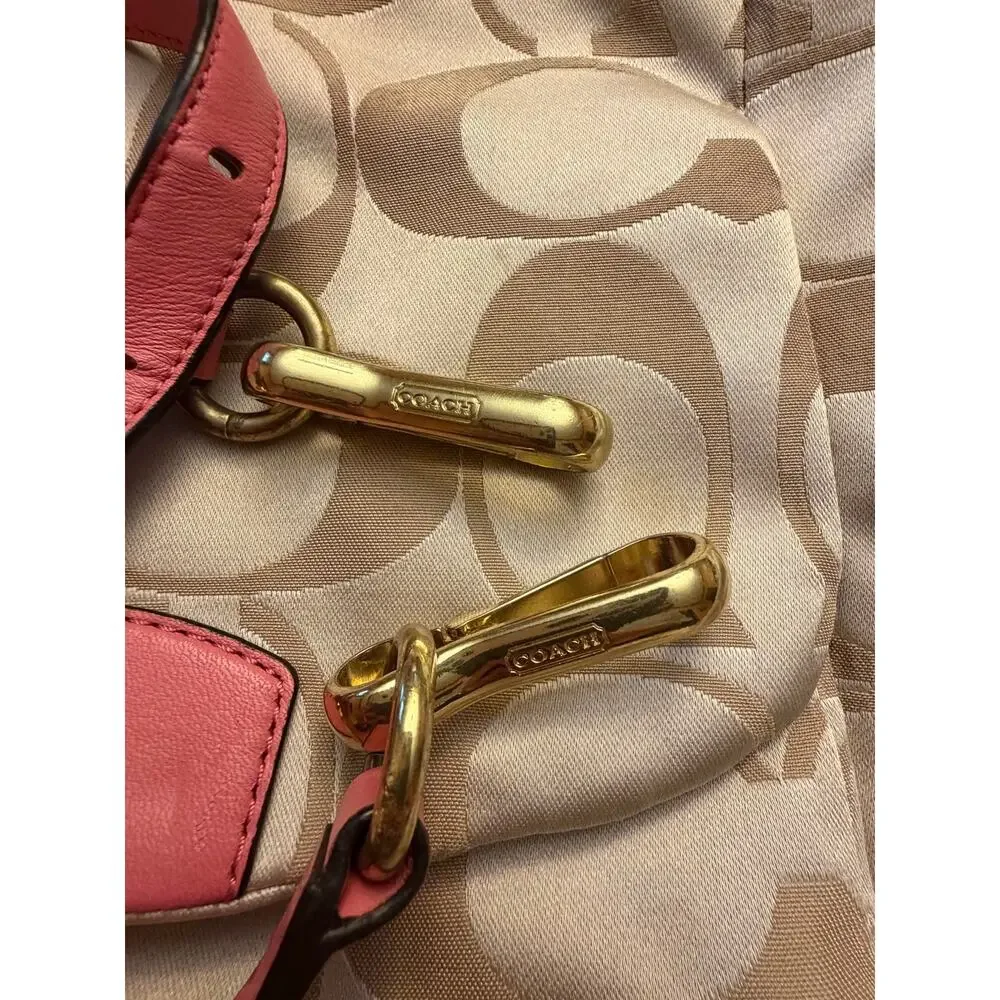 Coach Satchel Signature C Cream and Pink